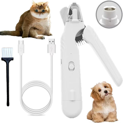2 in 1 Pet Nail Clipper & Grinder, Electric Rechargeable Pet Nail Trimmer, with LED Light, Dog Paw Care Supplies, Pet Claw Tool