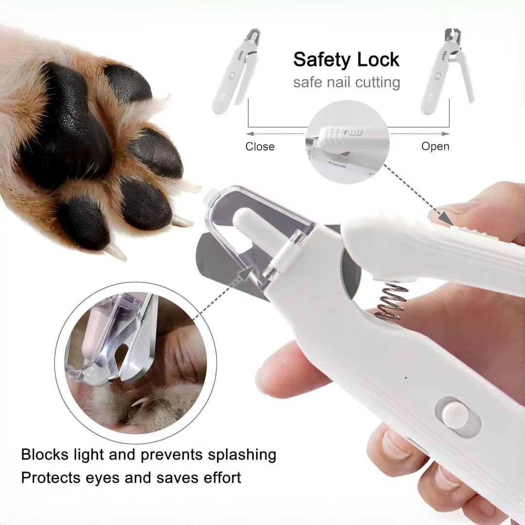 2 in 1 Pet Nail Clipper & Grinder, Electric Rechargeable Pet Nail Trimmer, with LED Light, Dog Paw Care Supplies, Pet Claw Tool